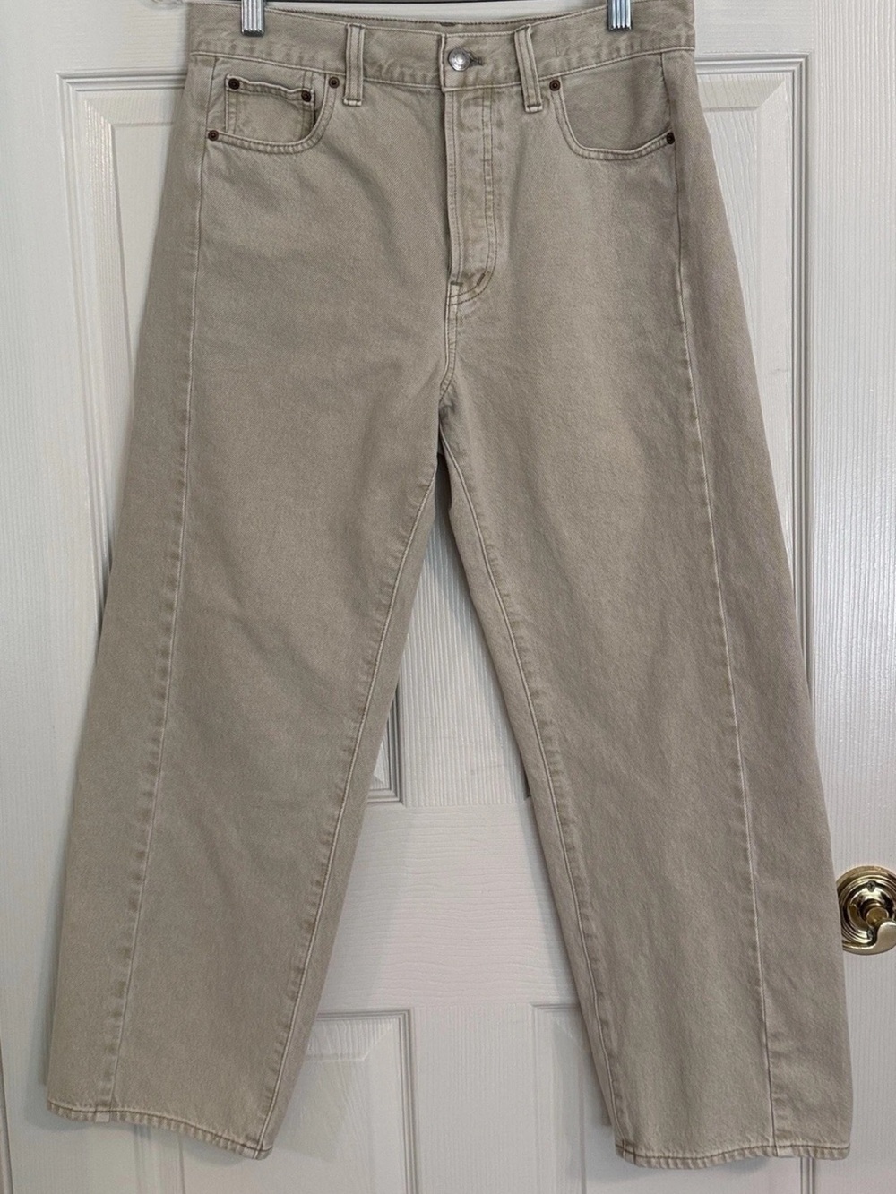 Madewell Pieced Barrel High-Rise Jeans in Faded Khaki